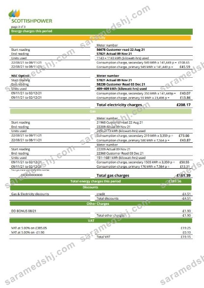 USA ScottishPower utility bill template in Word and PDF format (3 pages) 3